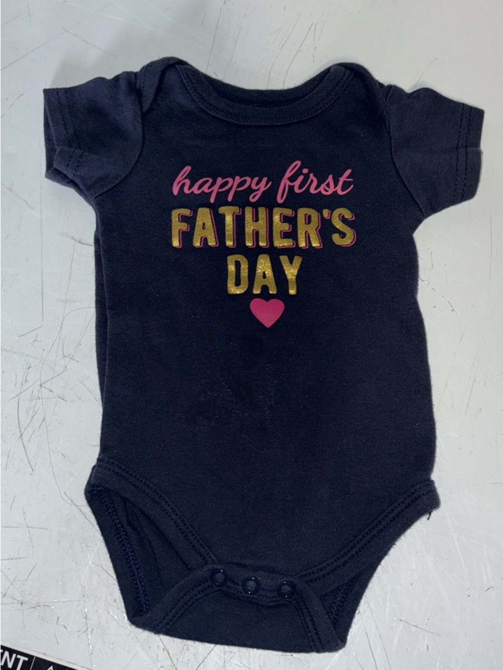 Happy First Father's Day Navy Baby Onesie for baby girl